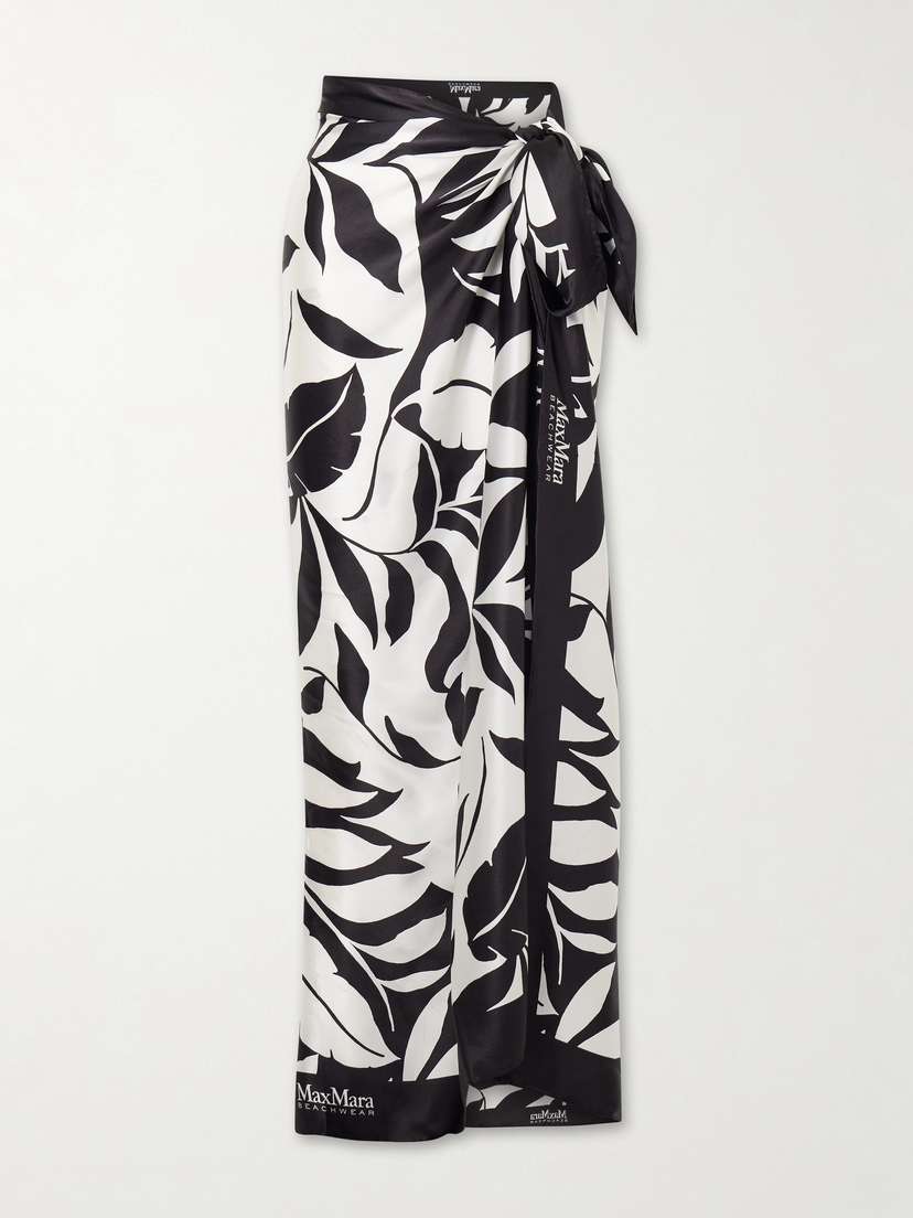 Max Mara Beachwear Spuma Printed Silk Pareo