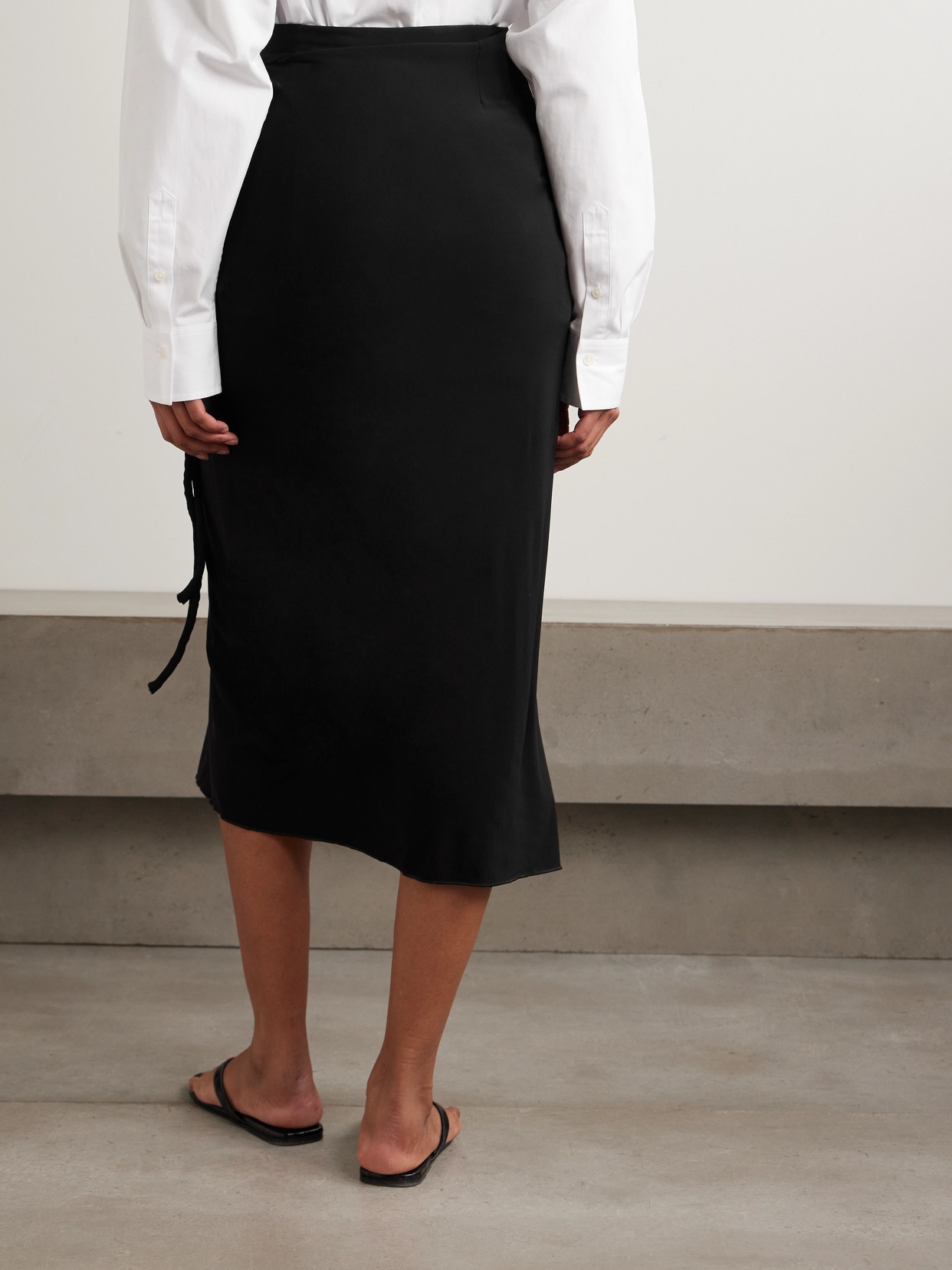 Gathered Jersey Wrap-Effect Maxi