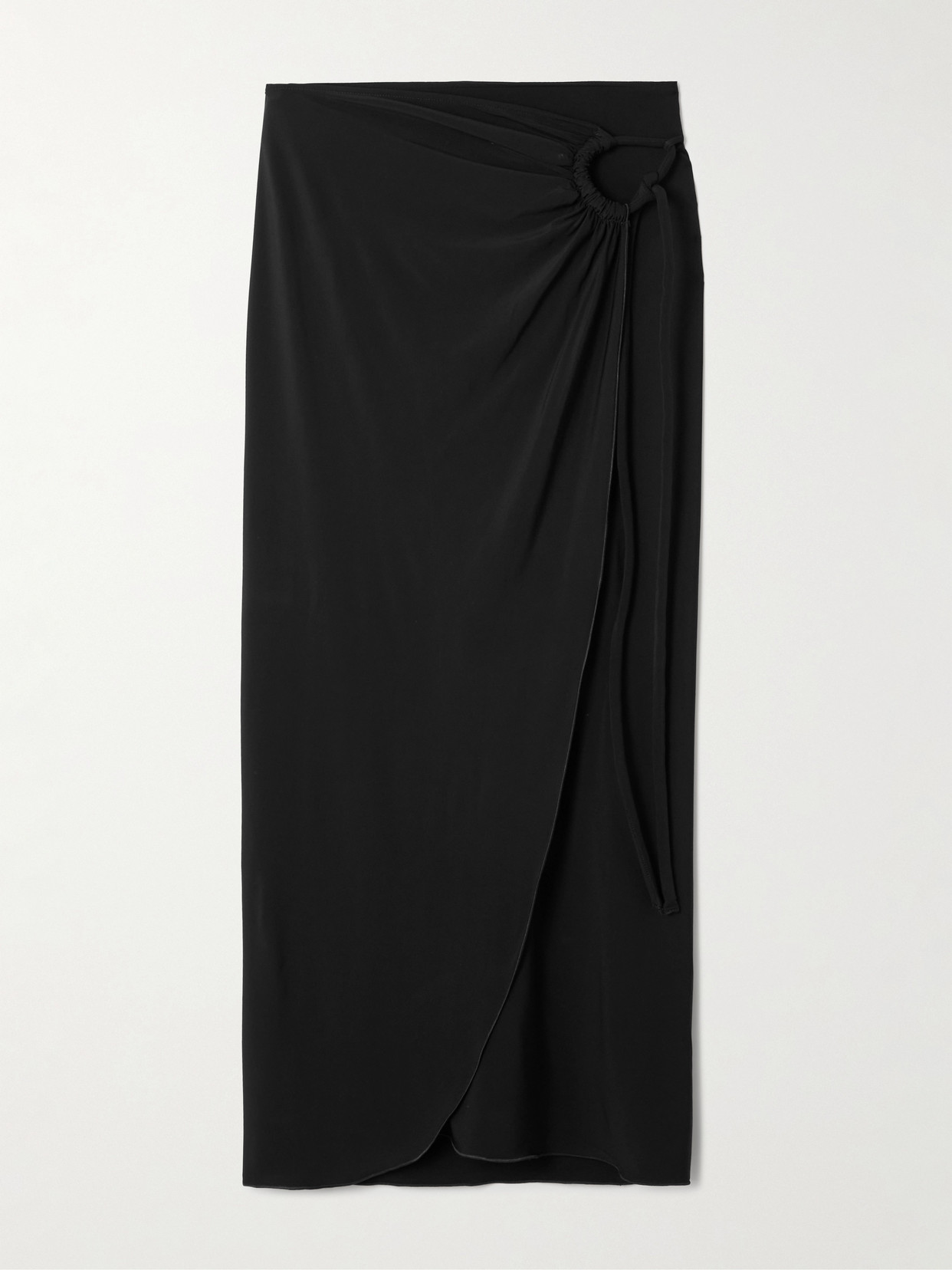 Max Mara Gathered Jersey Wrap-effect Maxi Skirt In Blue