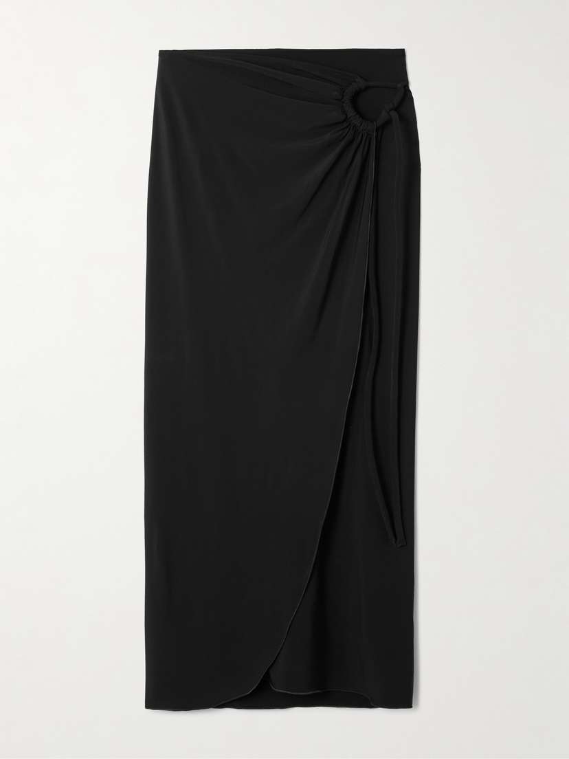 Max Mara Gathered Jersey Wrap-effect Maxi Skirt