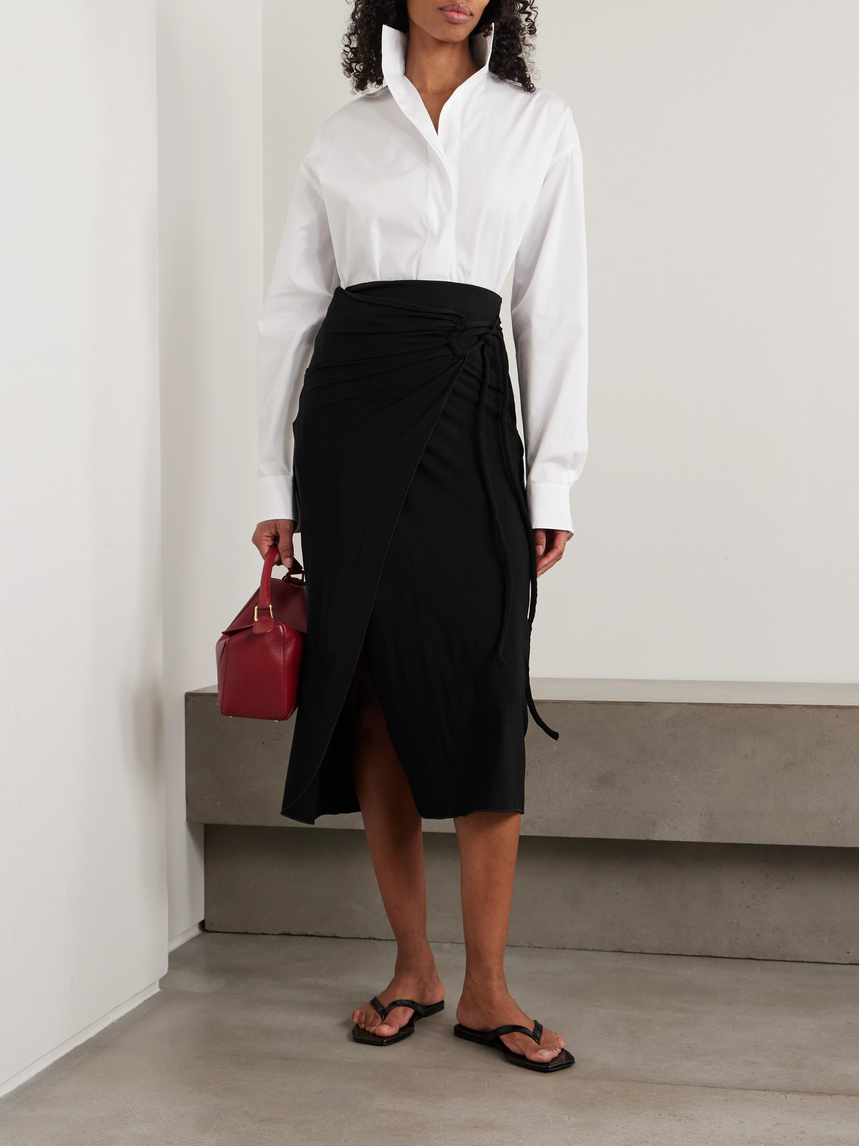 Gathered Jersey Wrap-Effect Maxi