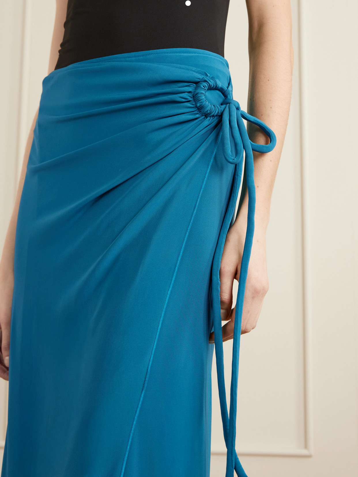 Beachwear Gathered Jersey Wrap-Effect Maxi
