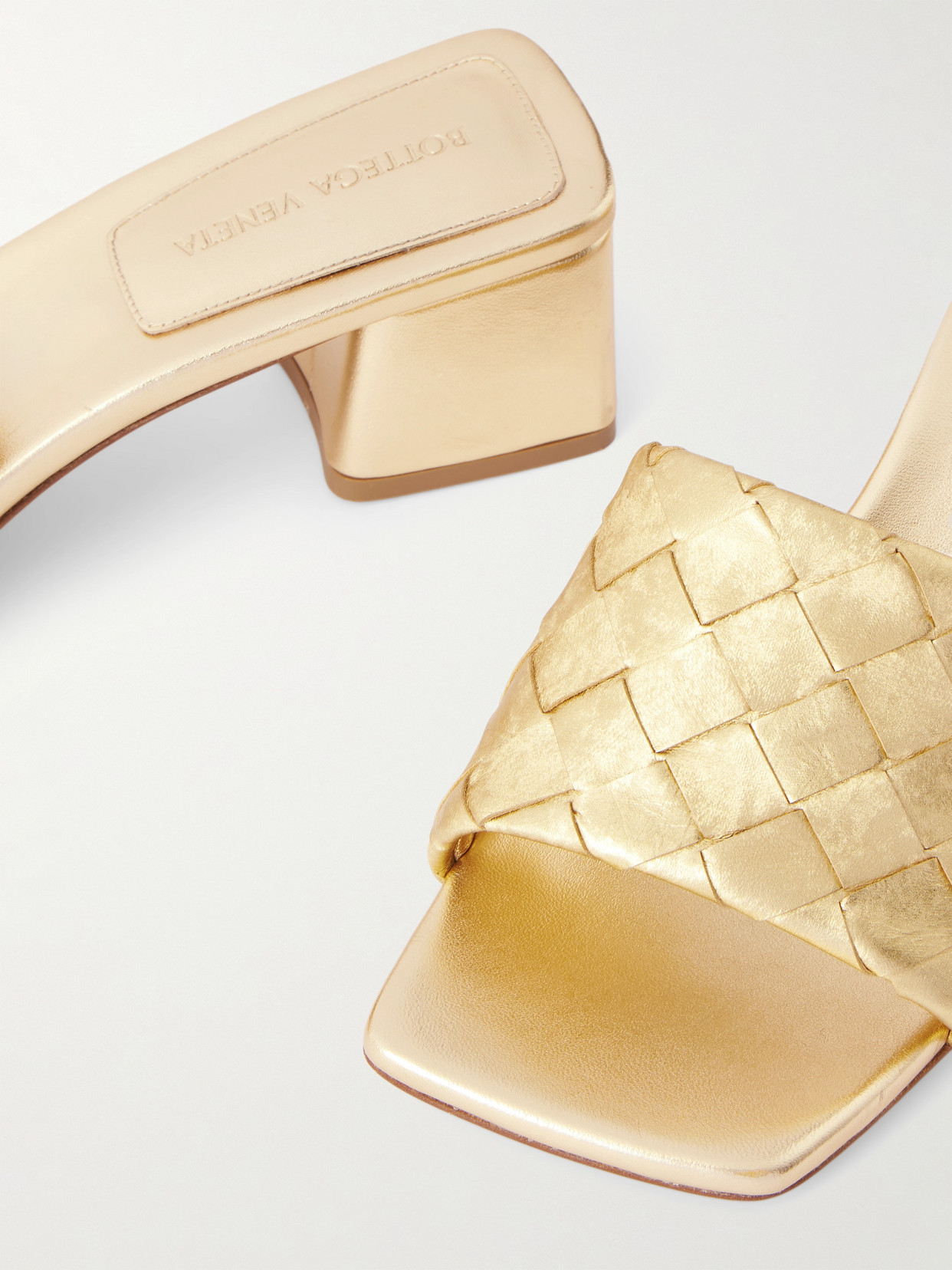 Parco Metallic Intrecciato Leather Mules