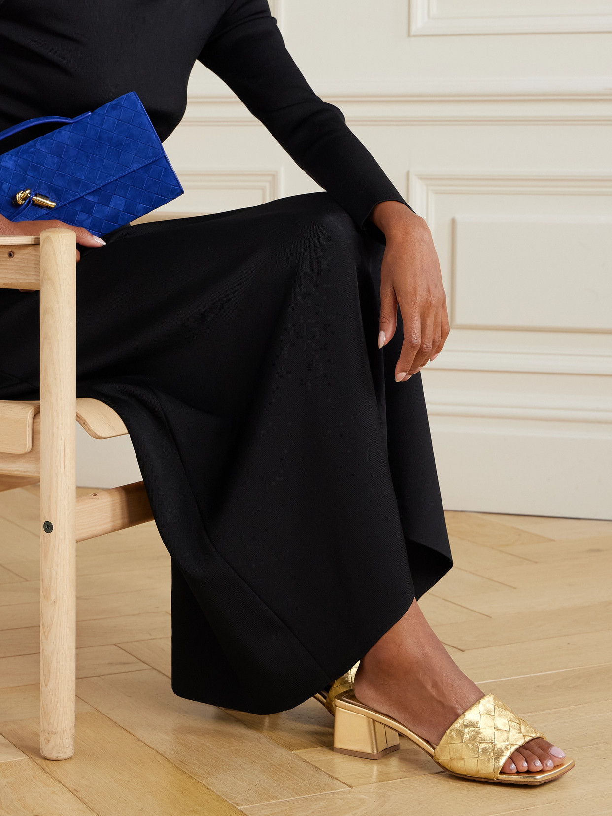 Parco Metallic Intrecciato Leather Mules