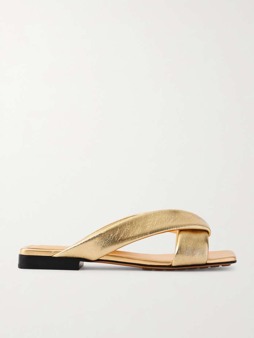 Bottega Veneta Riva Padded Metallic Leather Sandals