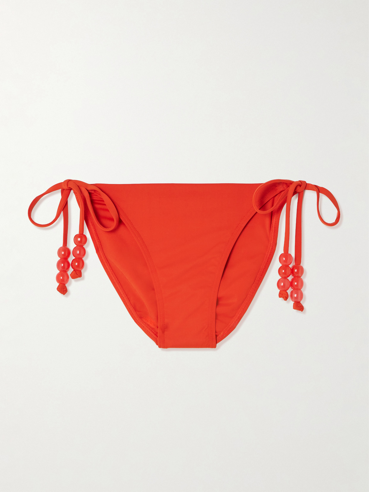 Staud Sisley Bead-embellished Bikini Briefs In Orange