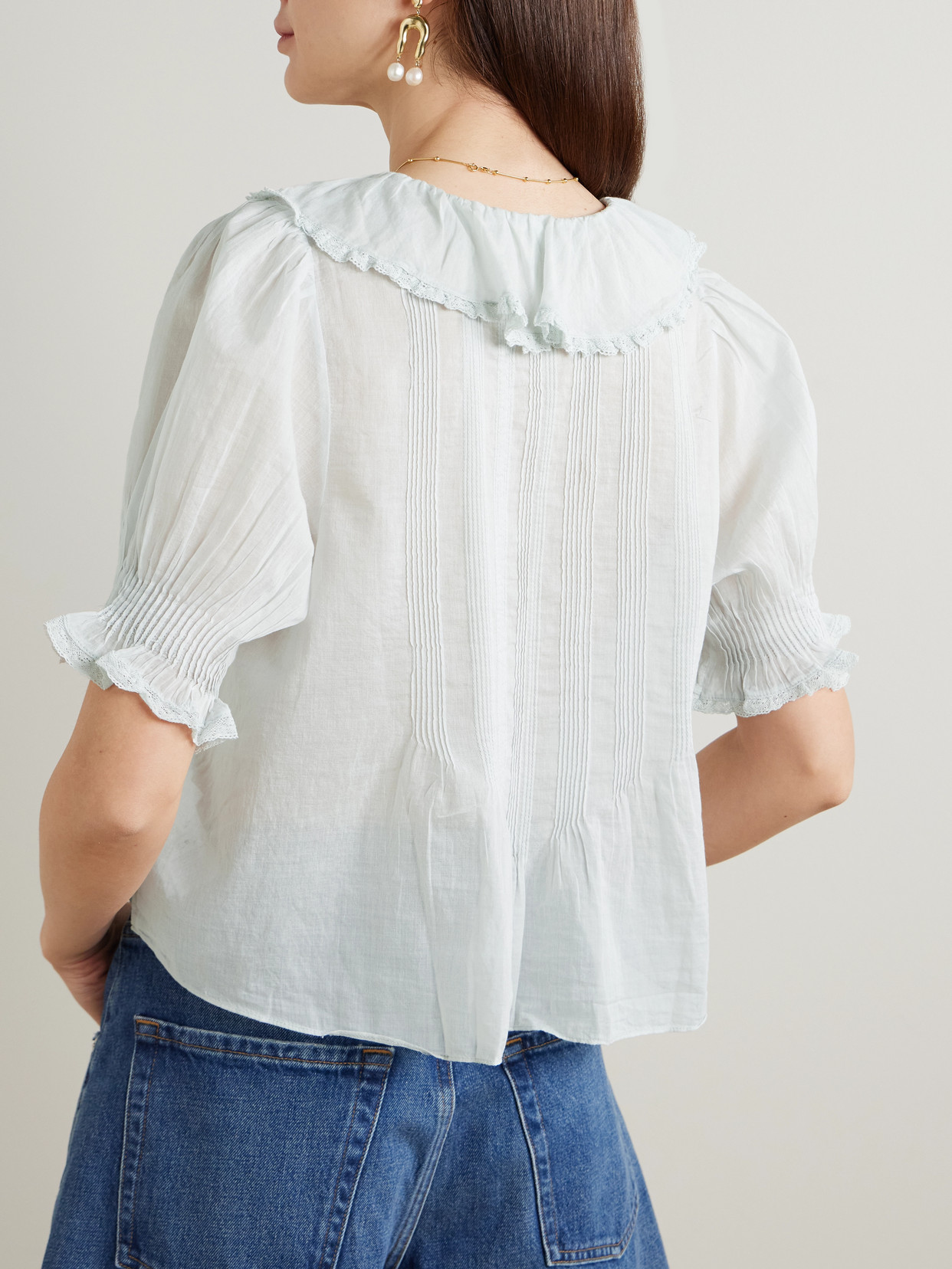 Dôen - Henri Ruffled Pintucked Organic Cotton-Voile Top