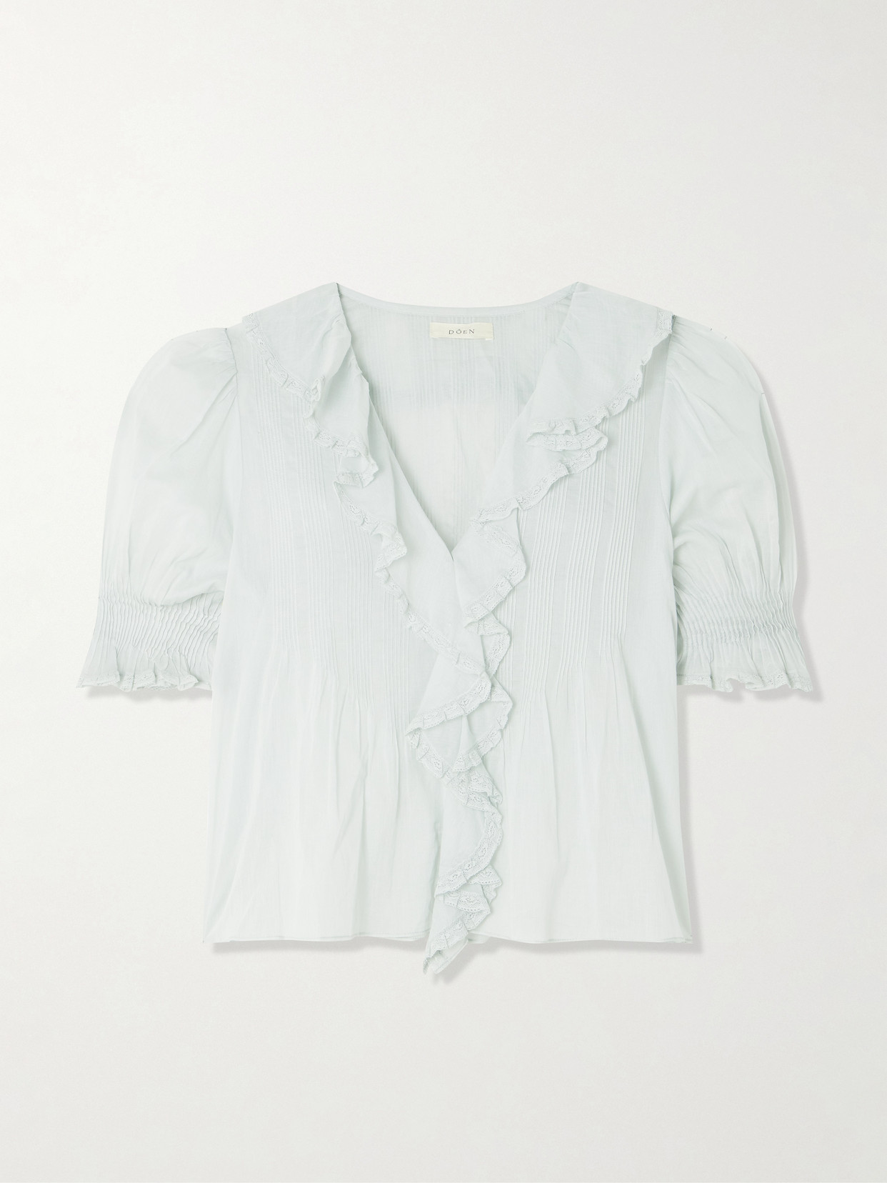 Doen Henri Ruffled Pintucked Organic Cotton-voile Top In White