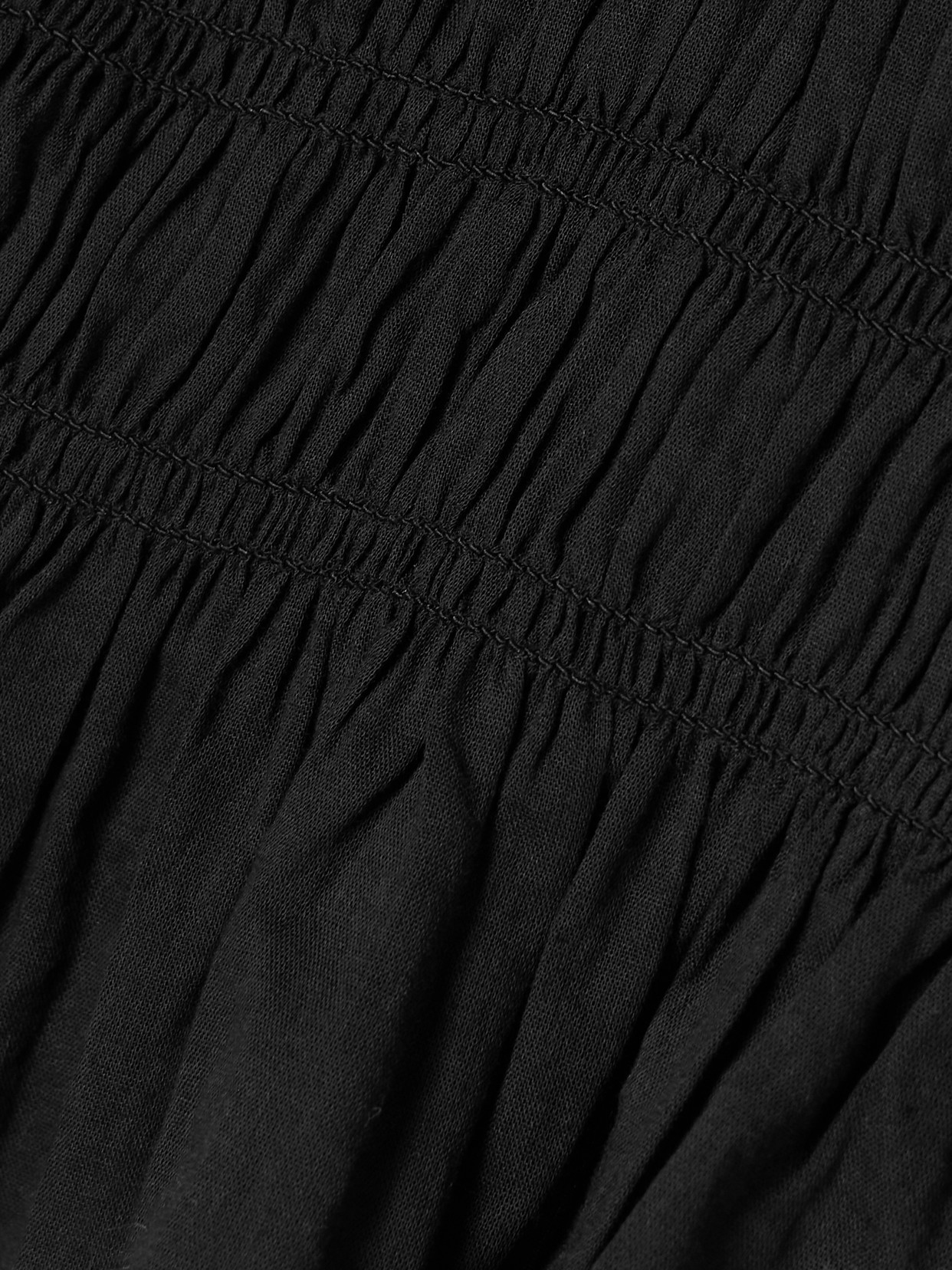 Doen Baptisia Shirred Organic Cotton-voile Top In Black
