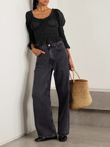 Dôen Baptisia shirred organic cotton-voile top