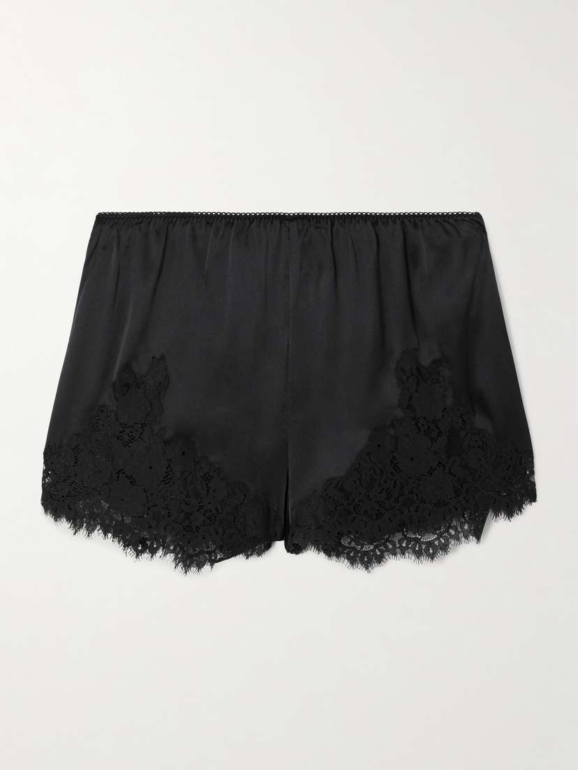 DÔEN Iona Lace-trimmed Silk-satin Shorts