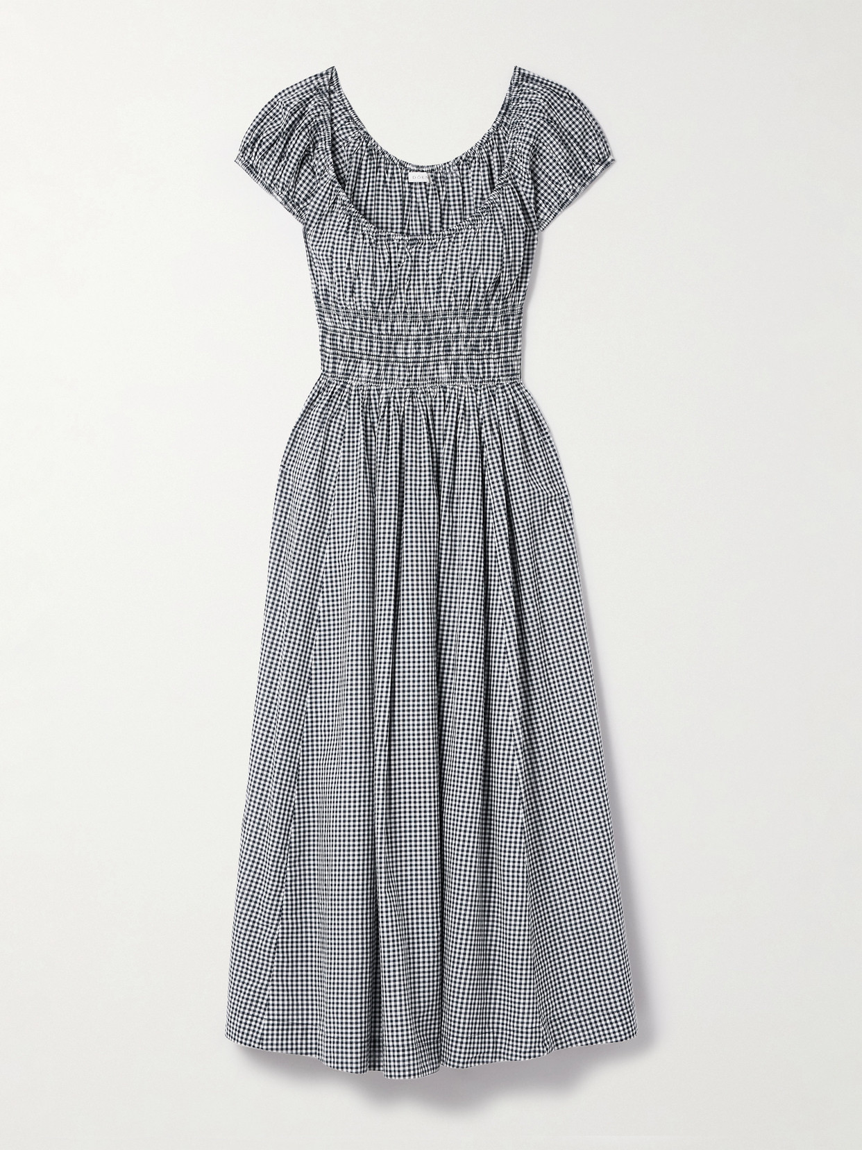 DÔEN - Quinley Shirred Organic Cotton Midi Dress - Navy