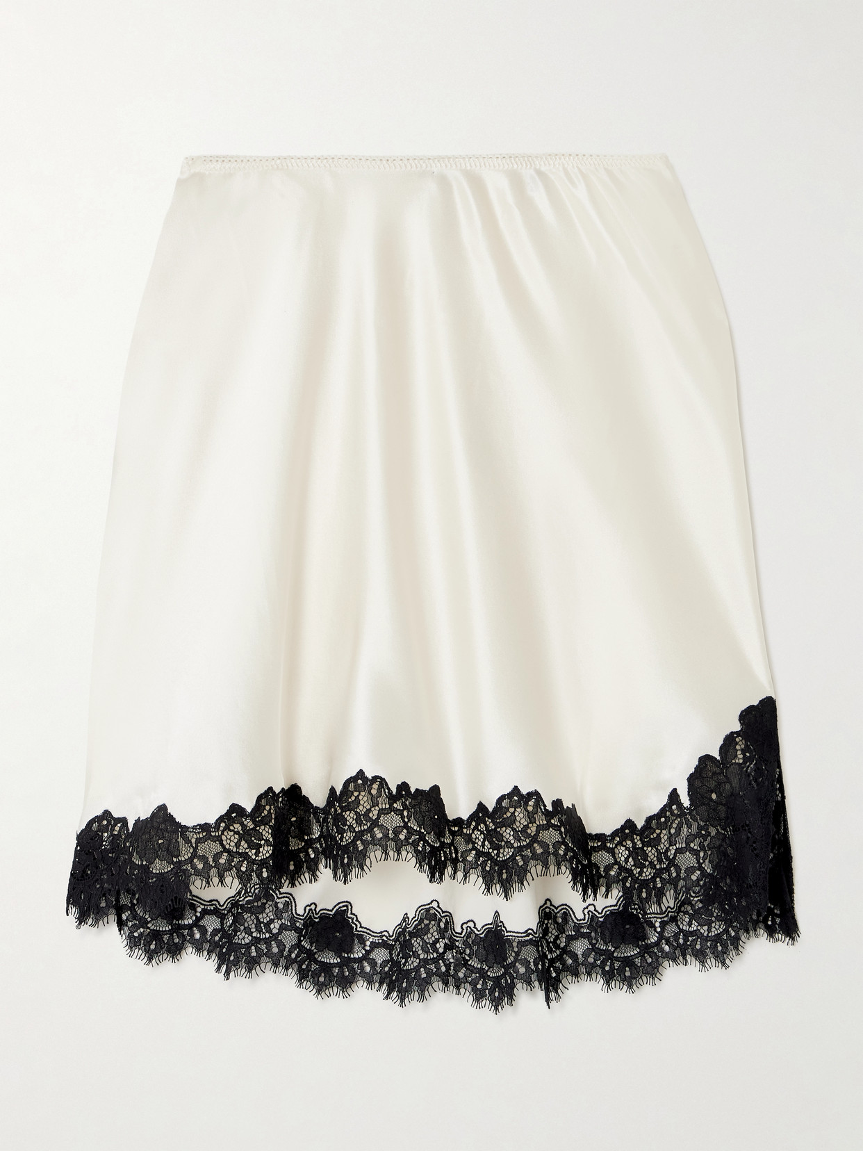 Doen Giuliette Lace-trimmed Floral-print Silk-charmeuse Skirt In White