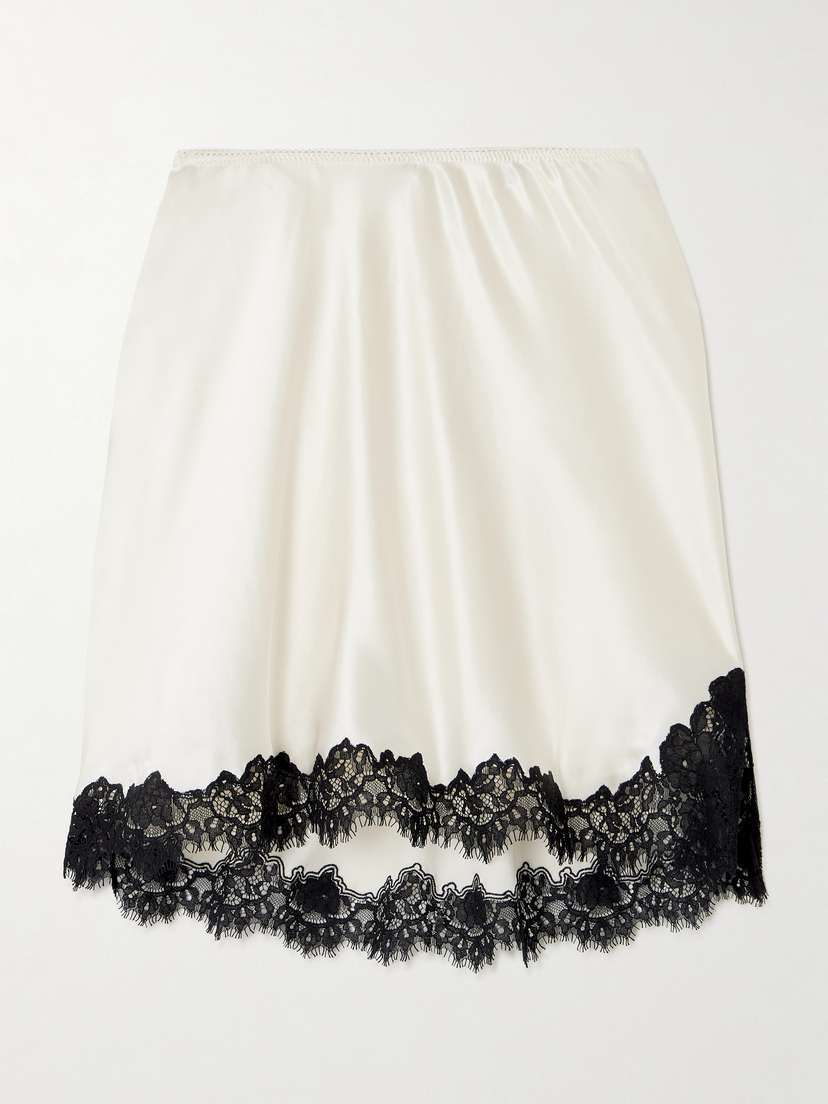 DÔEN Giulietta Lace-trimmed Silk-charmeuse Mini Skirt