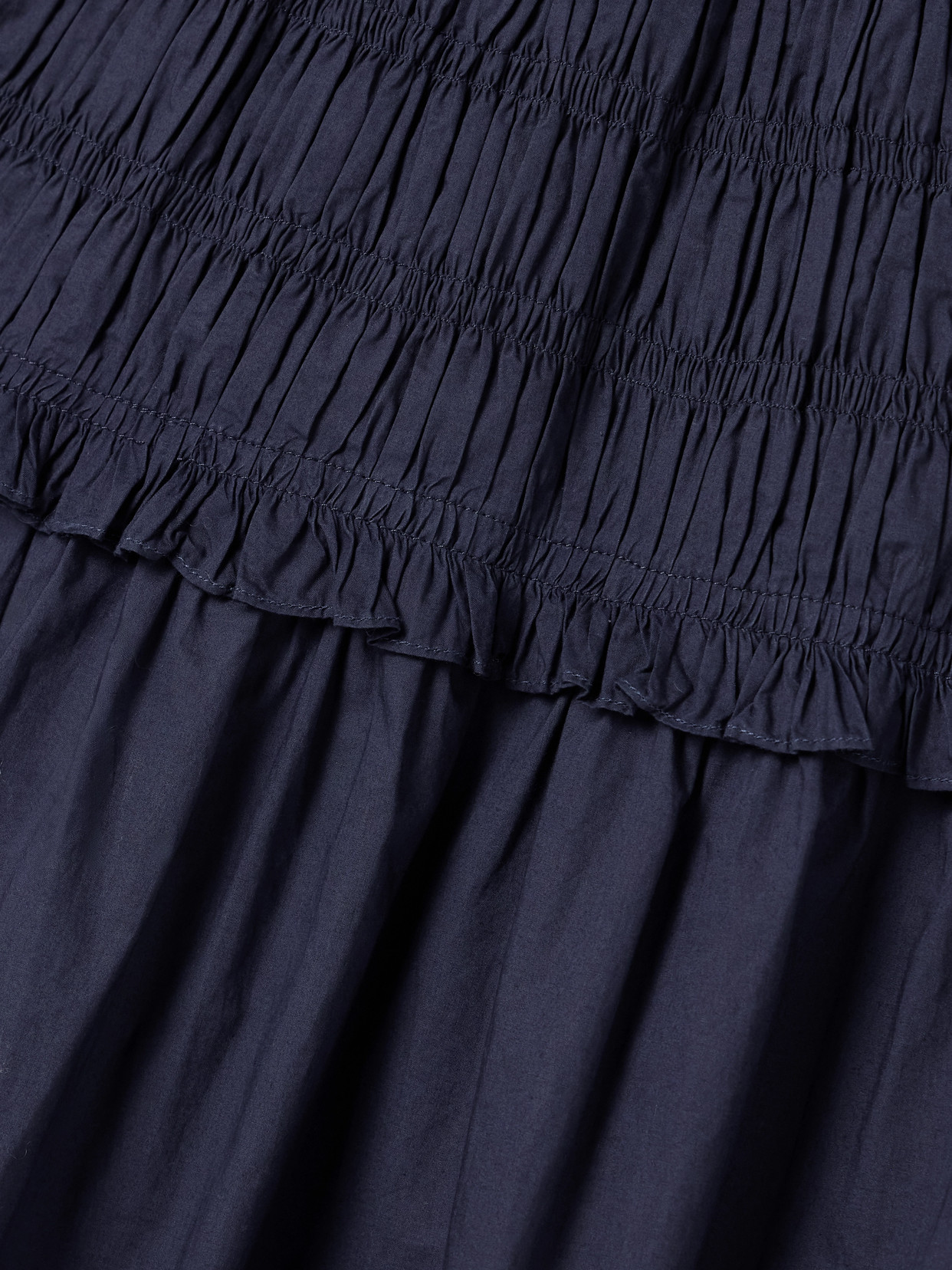 Doen Leanne Shirred Gingham Organic Cotton-voile Midi Dress In Blue