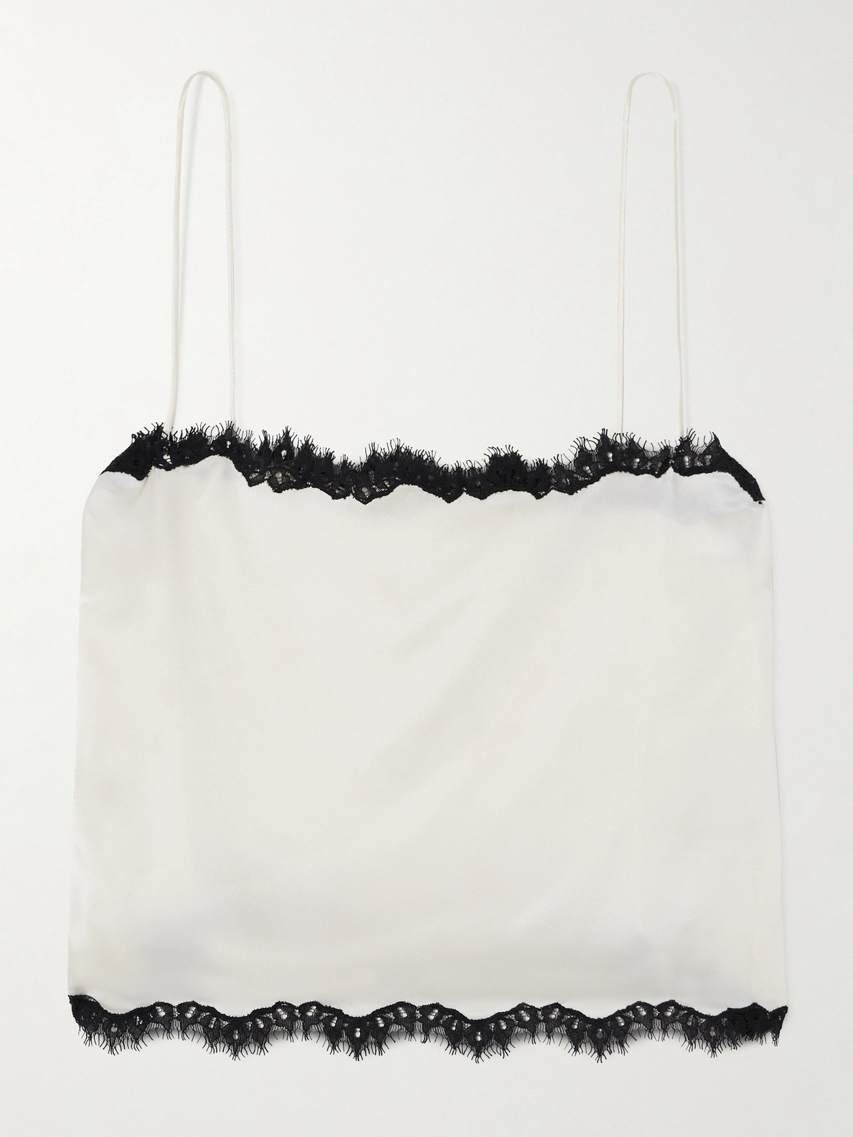 Doen Loure Lace-trimmed Silk-satin Top In Neutral