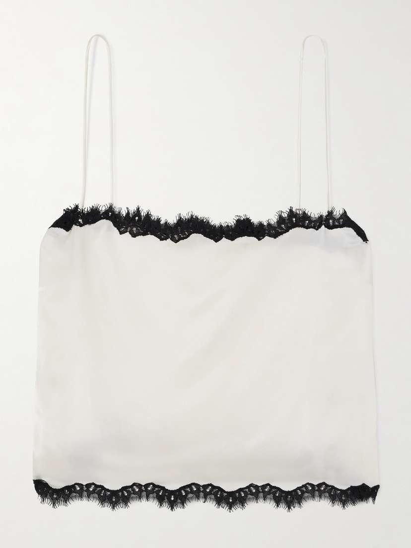 DÔEN Loure Lace-trimmed Silk-satin Top