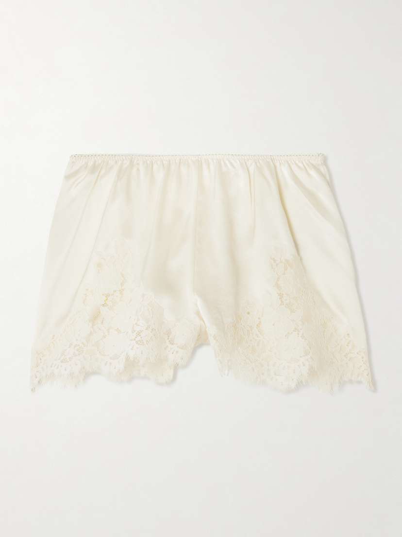 DÔEN Iona Lace-trimmed Silk-satin Shorts