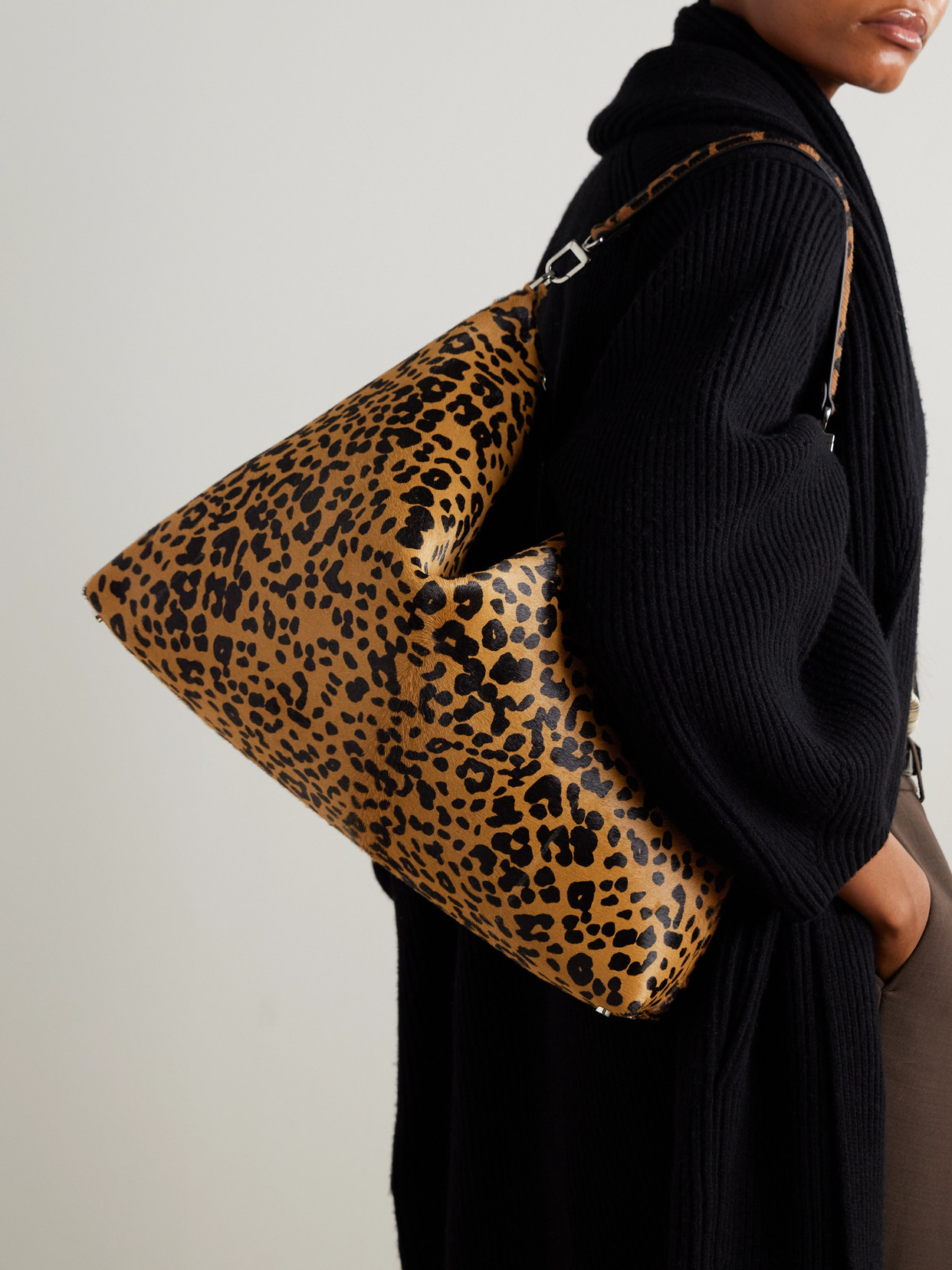 Bevel Large Leopard-Print Cow Hair Tote