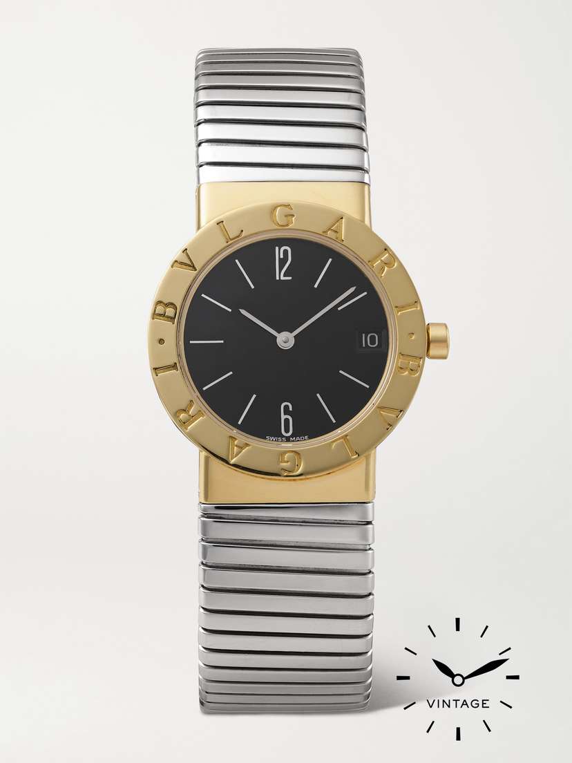 Keeper Vintage + Bvlgari Vintage 1990s Tubogas 33mm 18-karat Gold And Stainless Steel Watch, Ref. No. Bb30gscd