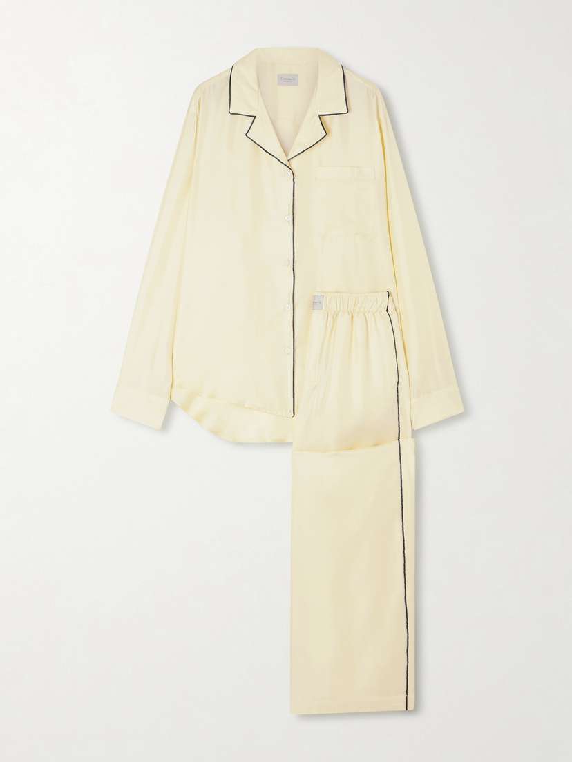 Comme Si Piped Silk-twill Pajama Set