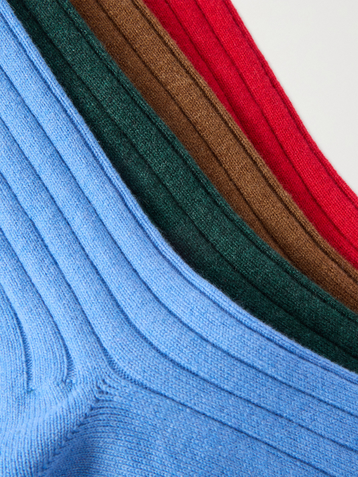 Comme Si The Cashmere Set Of Four Ribbed Cashmere-blend Socks In Multi