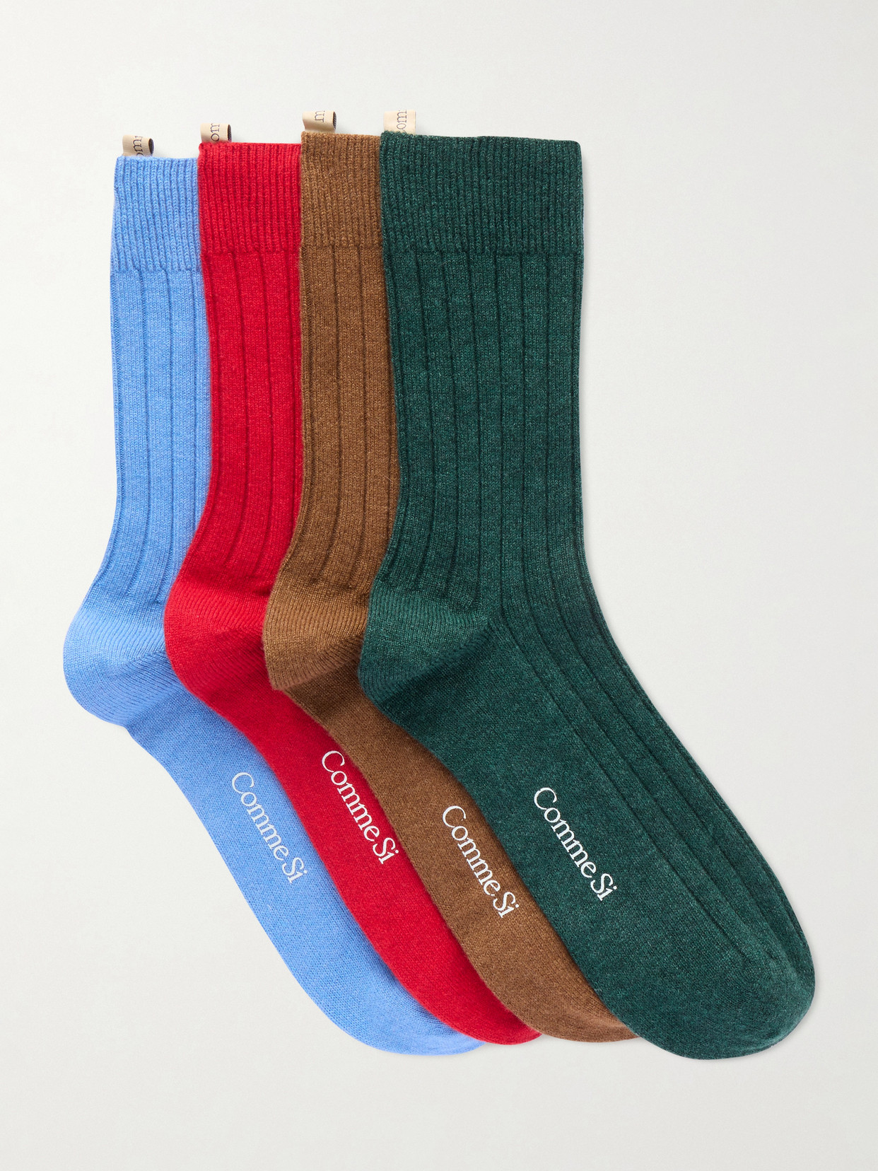 Comme Si The Cashmere Set Of Four Ribbed Cashmere-blend Socks In Multi