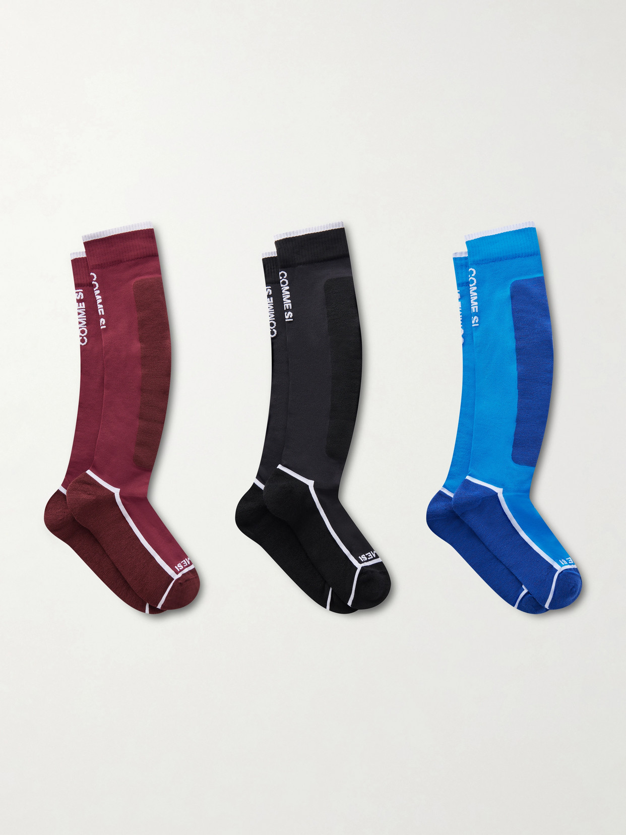 Comme Si Set Of Three Wool-blend Ski Socks In Multi