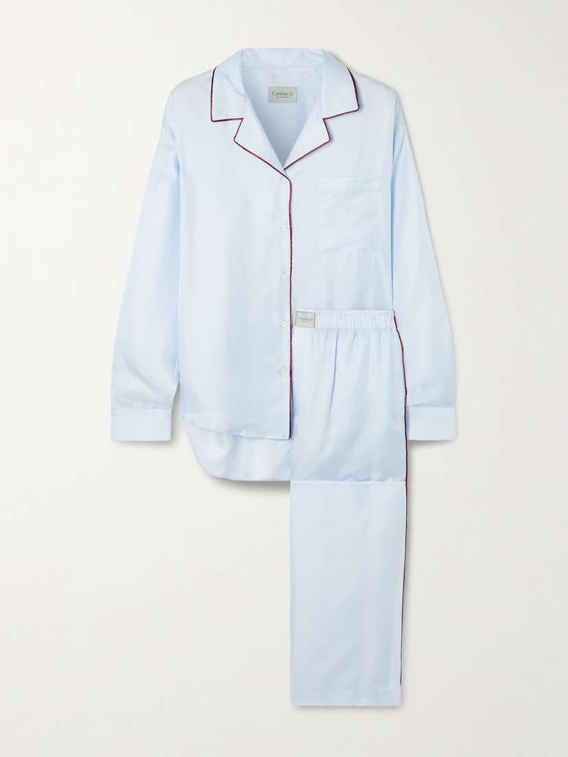 Comme Si Piped Silk-twill Pajama Set
