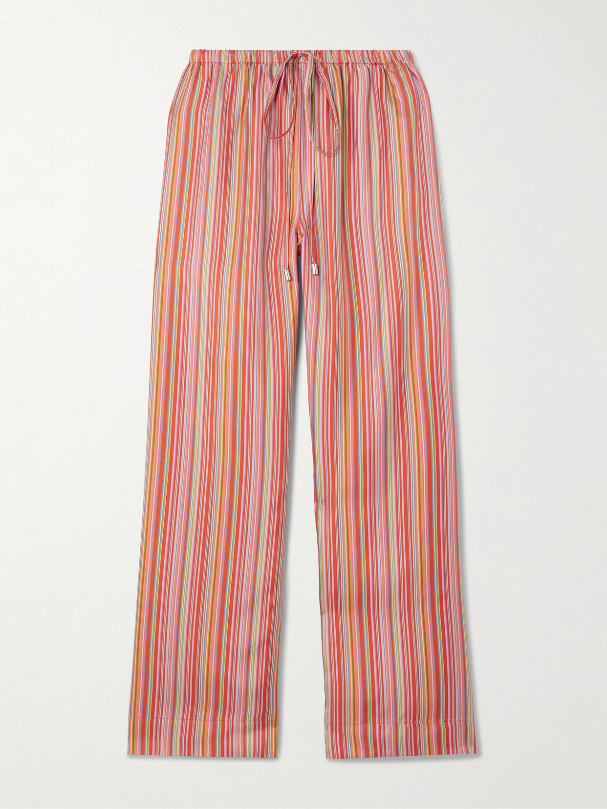 Comme Si Striped Silk-twill Straight-leg Pants In Multi