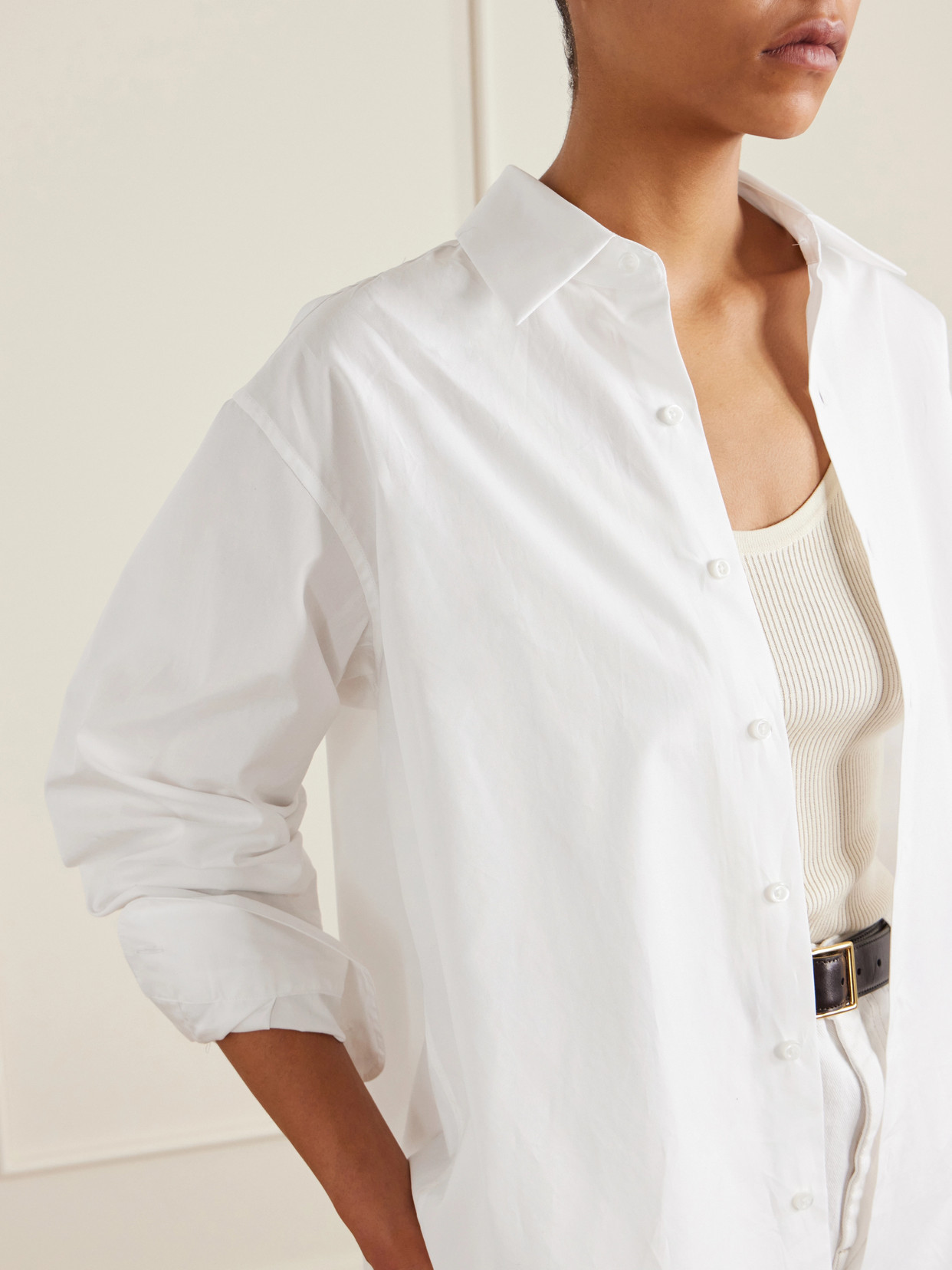 Comme Si Cotton-poplin Shirt In White