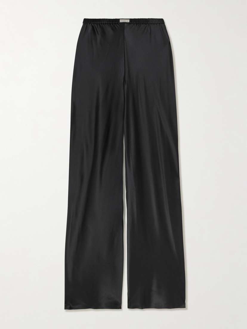 Comme Si Appliquéd Silk-charmeuse Straight-leg Pants