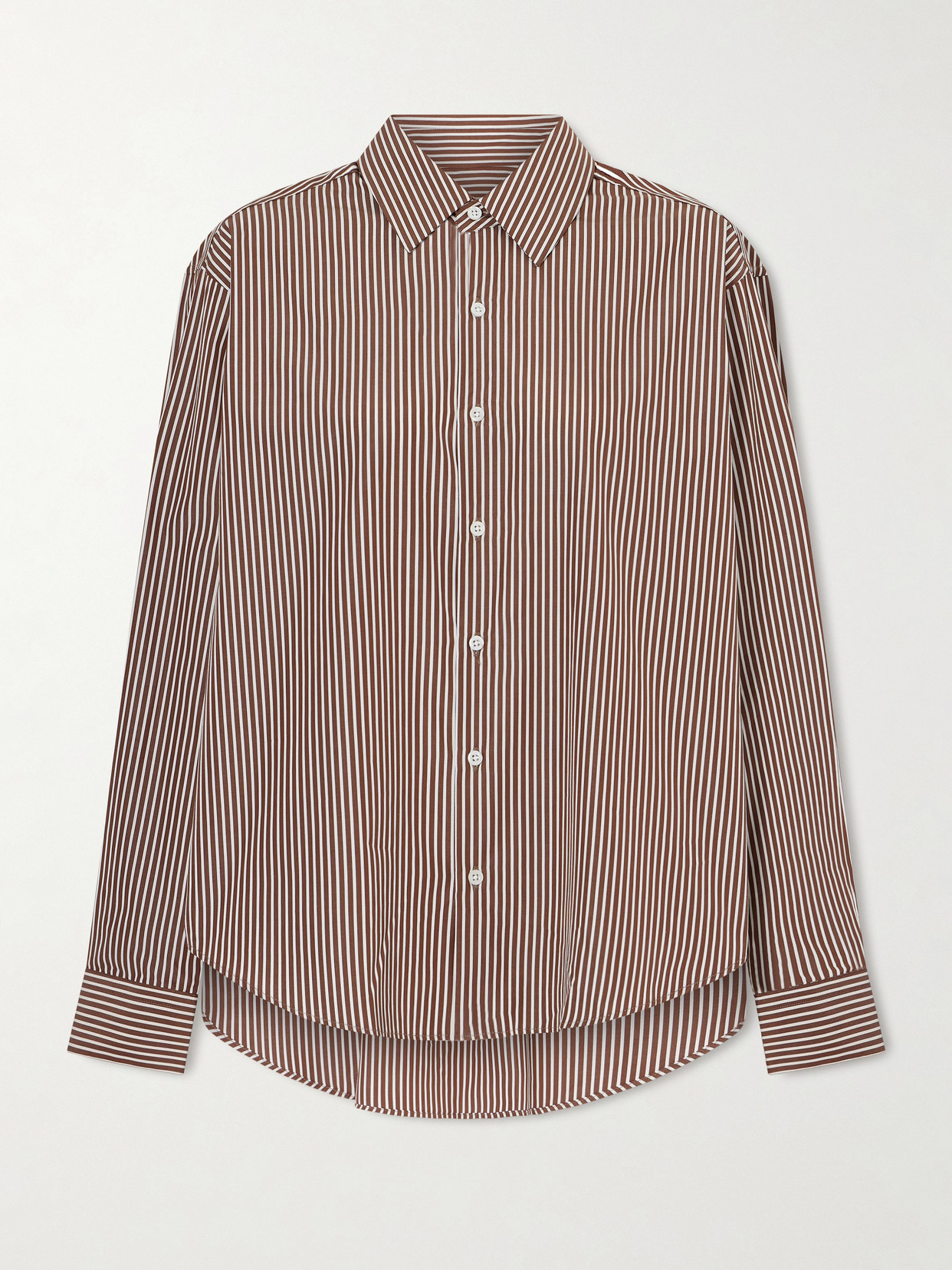 Comme Si La Shirt Classica Striped Cotton-poplin Shirt In Brown