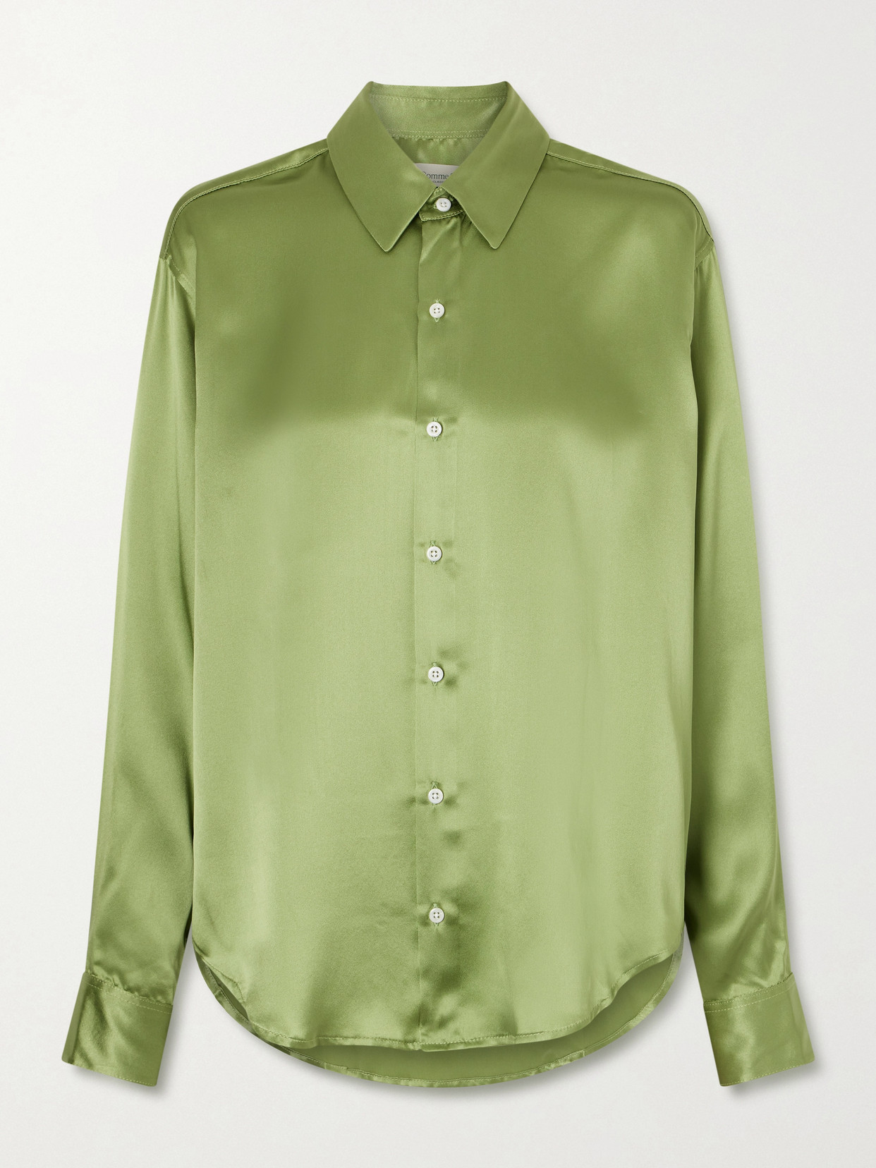 Comme Si La Classica Silk-charmeuse Shirt In Green