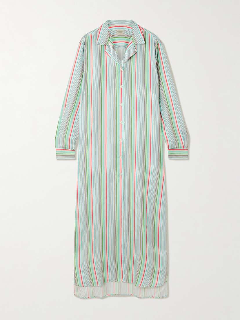 Comme Si Striped Silk-twill Midi Shirt-dress