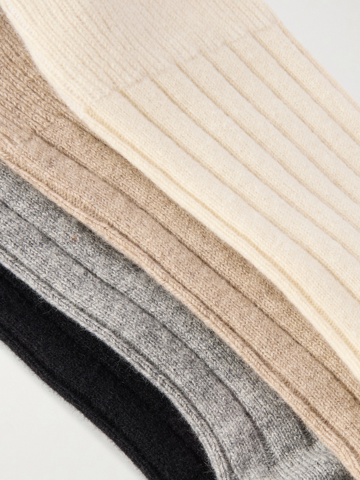 Comme Si The Cashmere Set Of Four Ribbed Cashmere-blend Socks In Multi