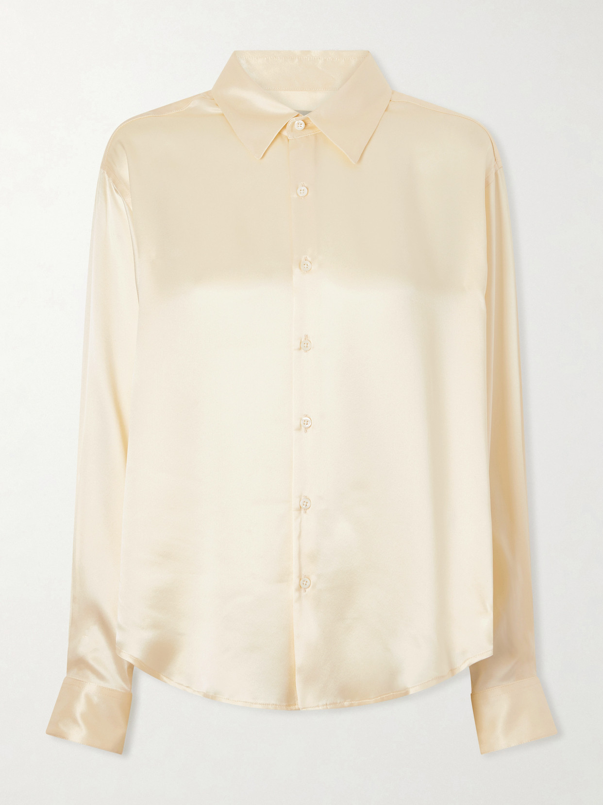 Comme Si La Classica Silk-charmeuse Shirt In Neutral