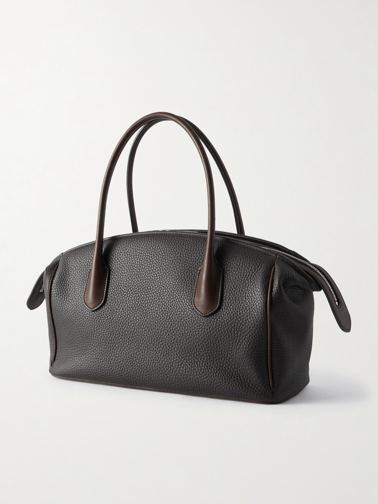The Row Ewa Textured-leather Shoulder Bag In Brown