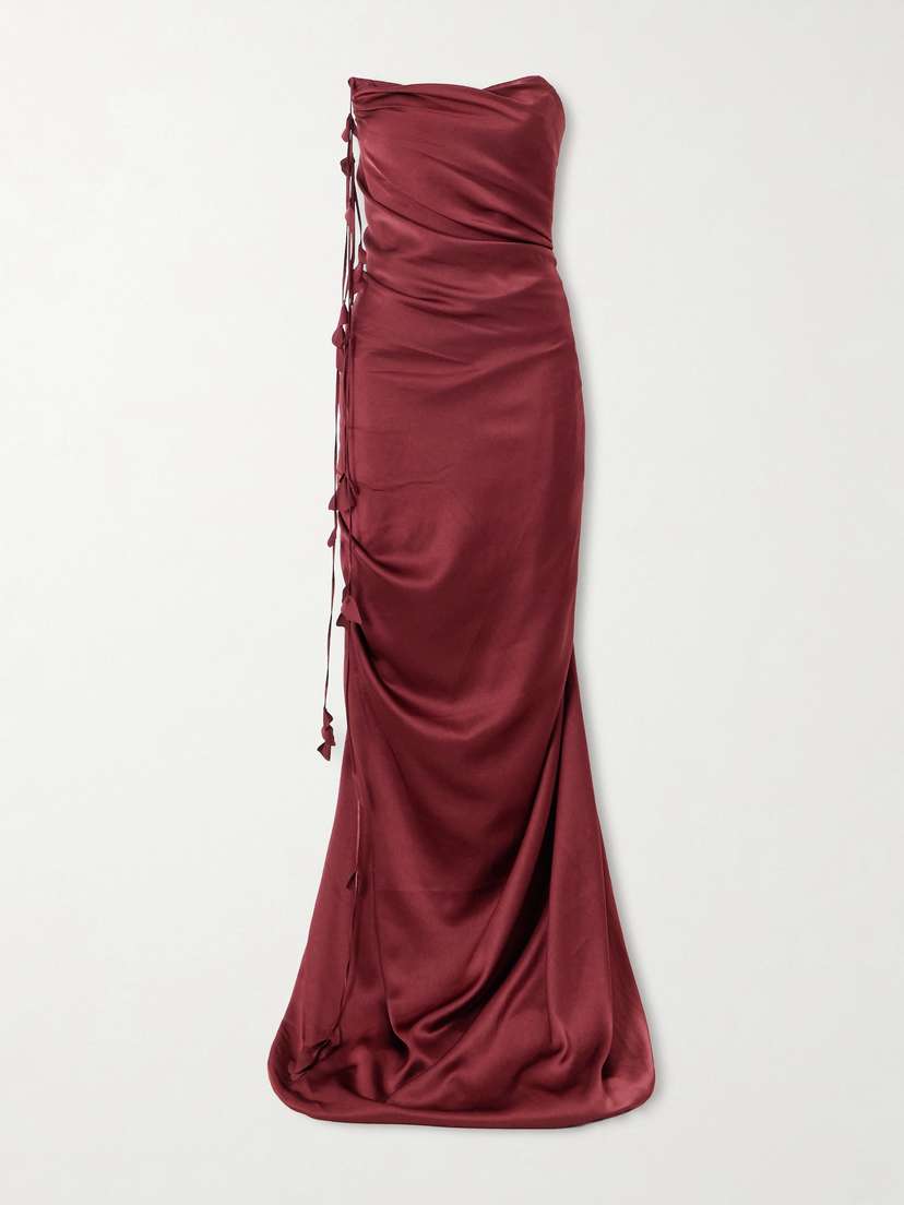 Marmar Halim Embellished Draped Satin Bustier Gown