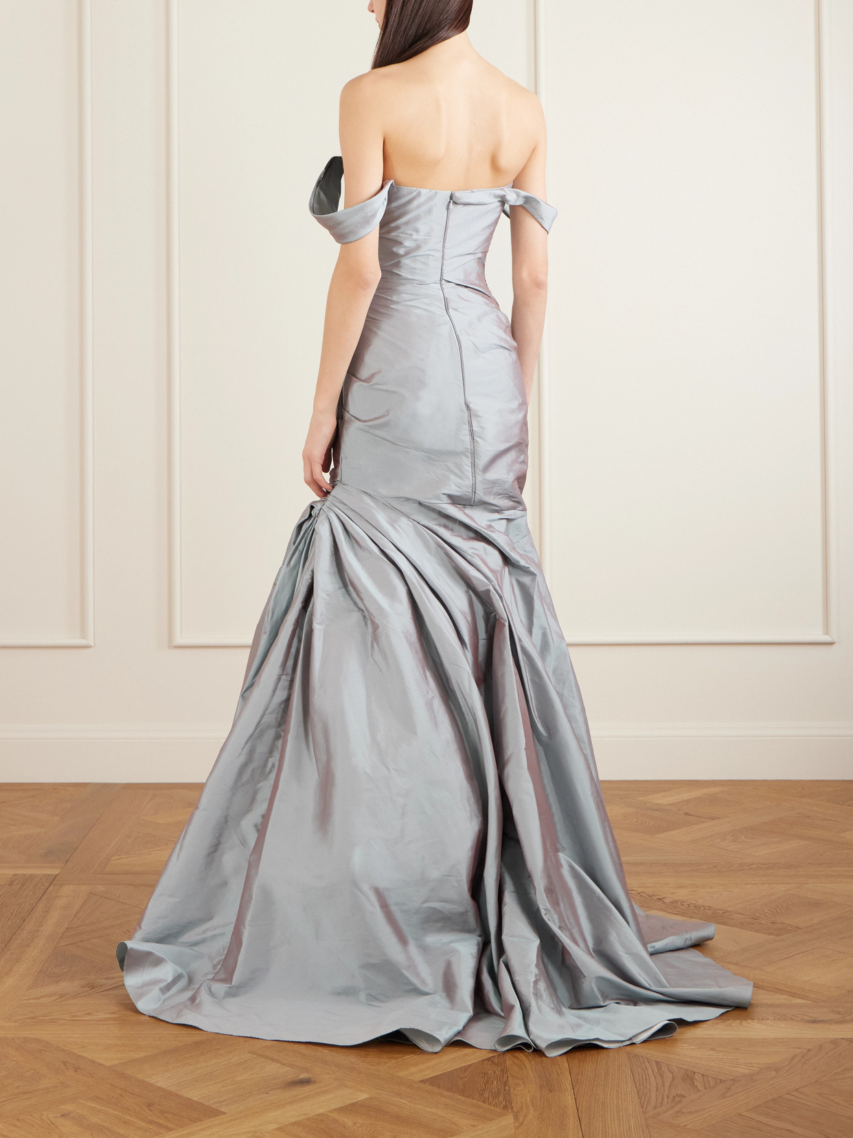 Marmar Halim One-shoulder Gathered Taffeta Gown In Blue