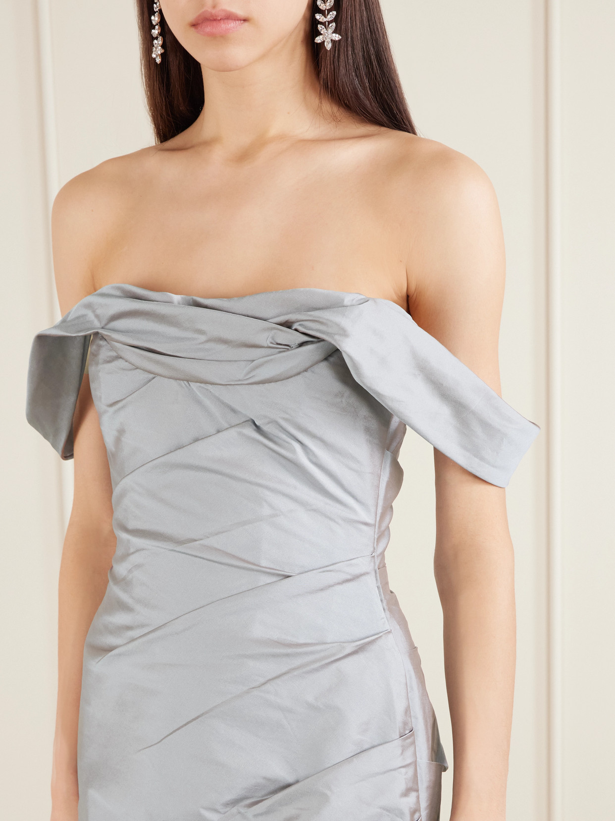 Marmar Halim One-shoulder Gathered Taffeta Gown In Blue