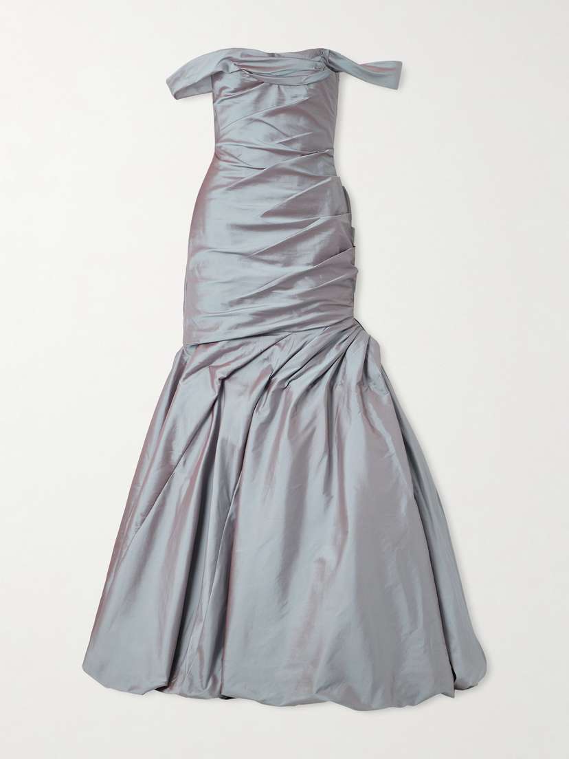 Marmar Halim One-shoulder Gathered Taffeta Gown