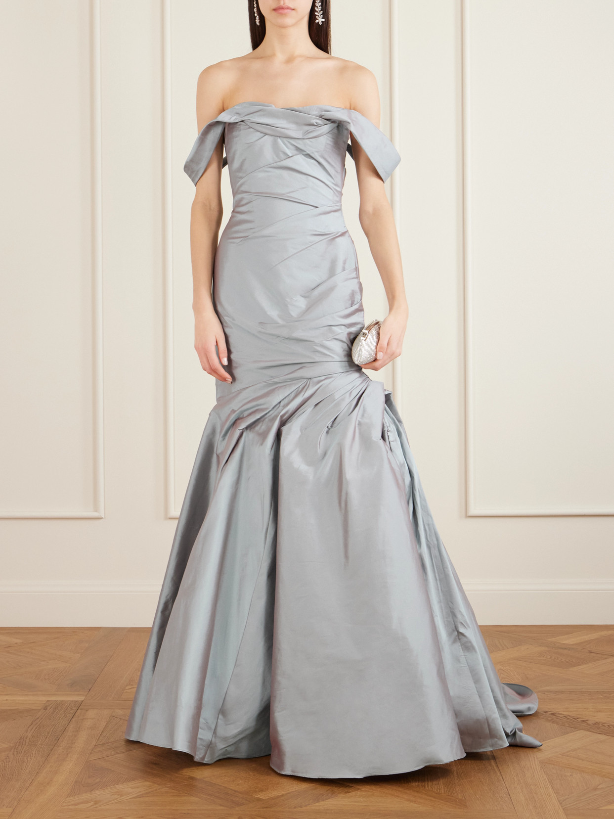 Marmar Halim One-shoulder Gathered Taffeta Gown In Blue