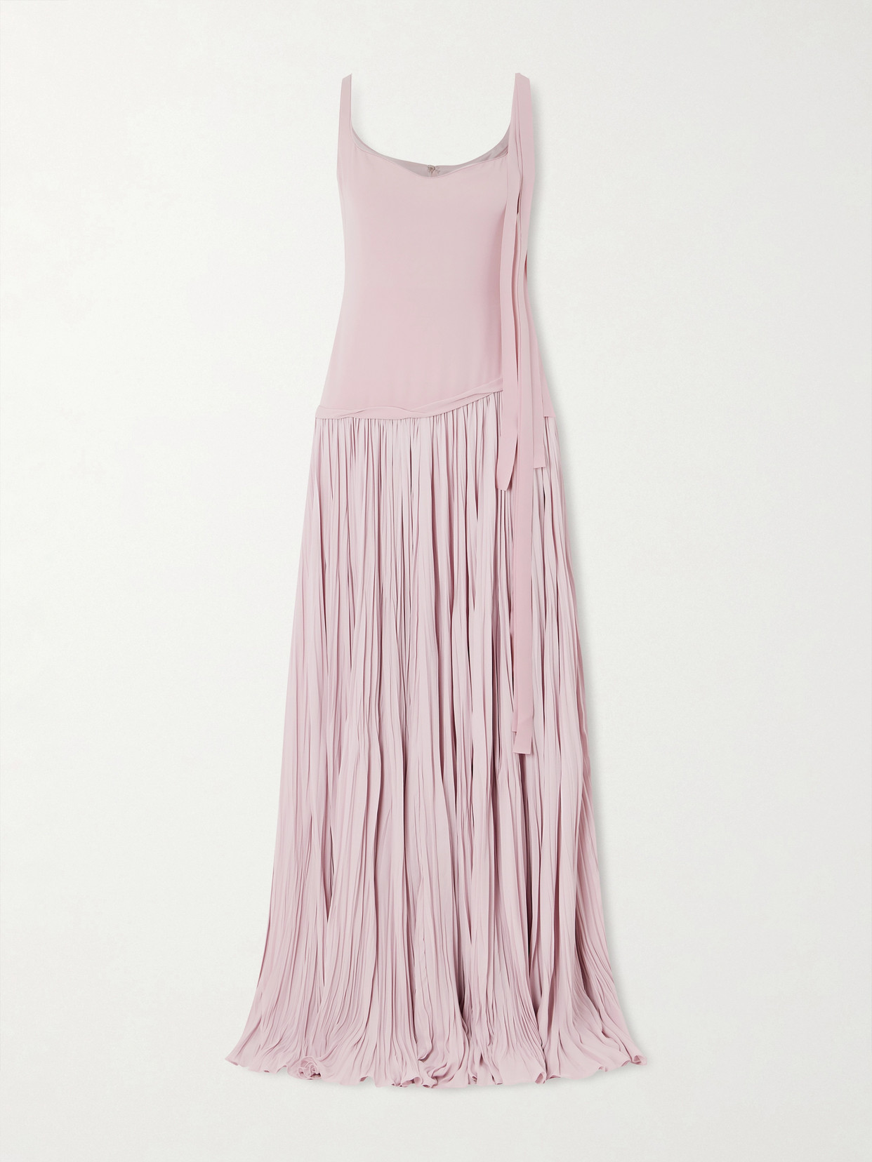Marmar Halim Bow-embellished Pleated Crepe Gown In Pink