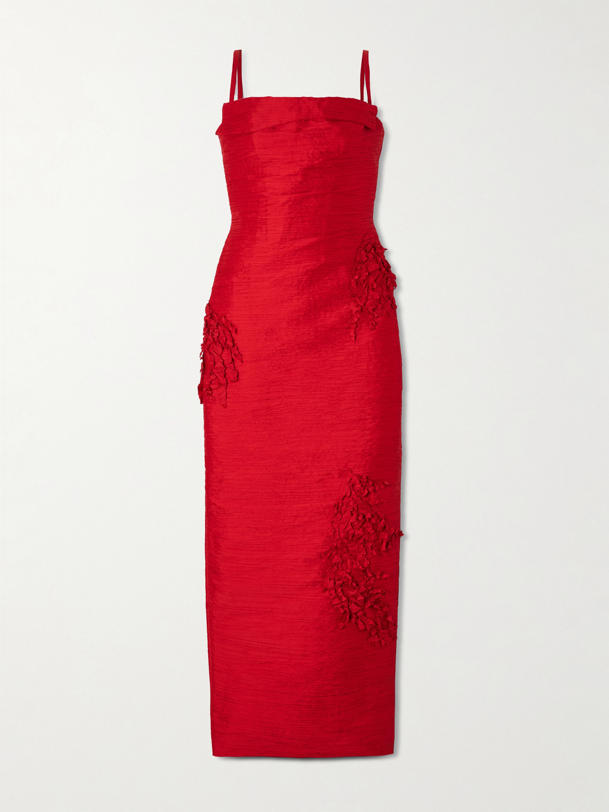 Marmar Halim Appliquéd Pleated Taffeta Gown In Red