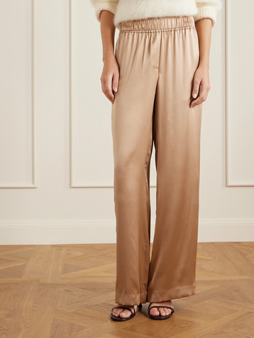 Brunello Cucinelli Stretch silk-blend satin wide-leg pants