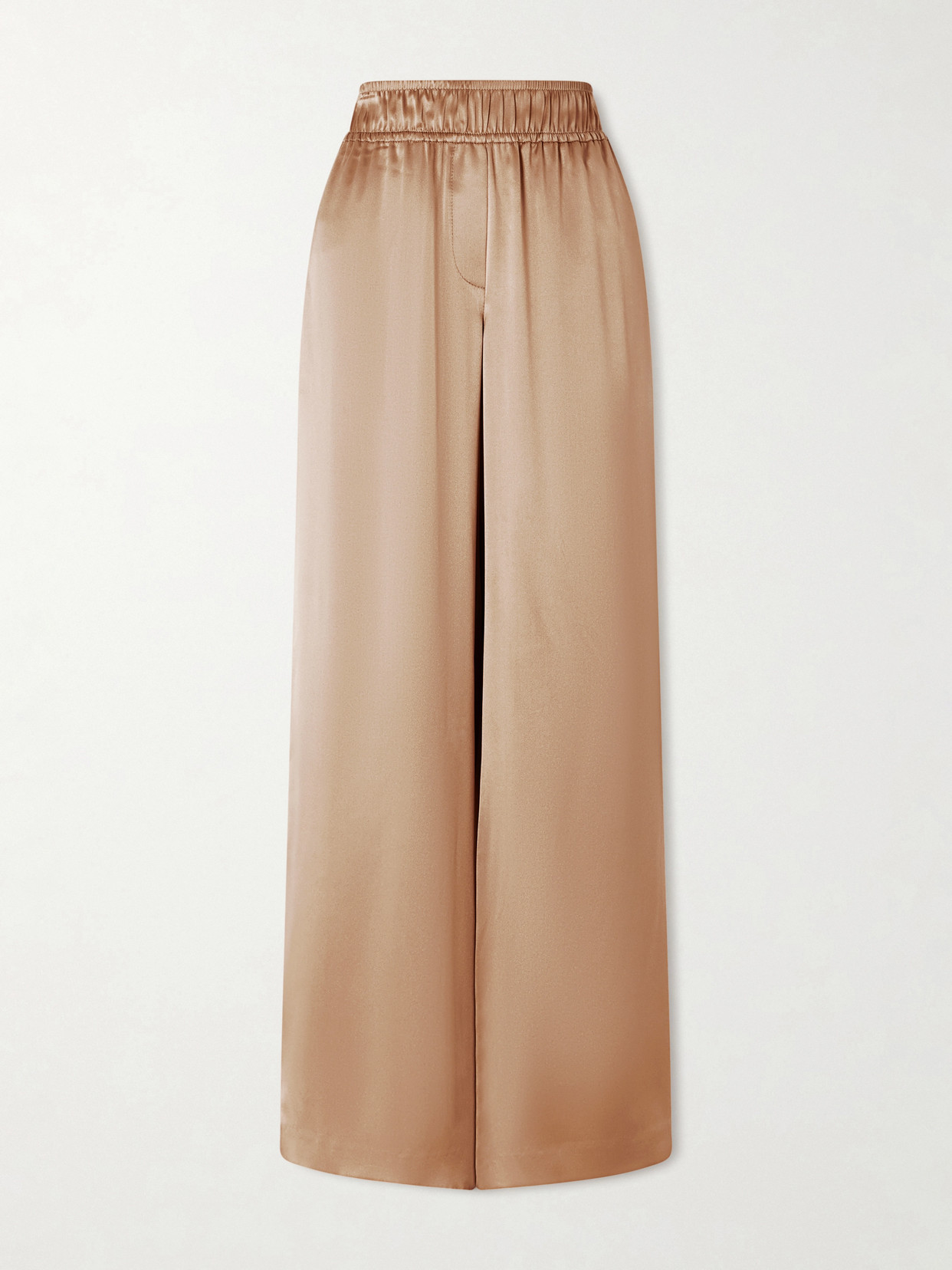 Brunello Cucinelli Stretch Silk-blend Satin Wide-leg Pants In Neutral