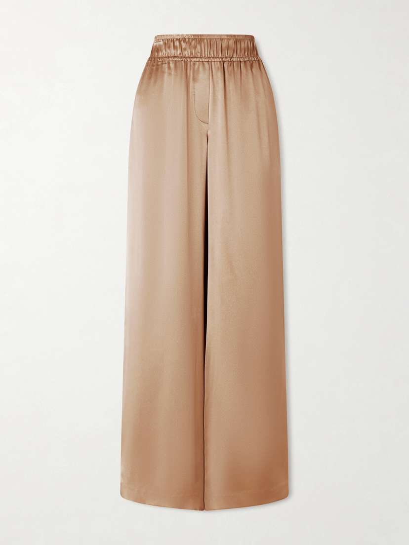 Brunello Cucinelli Stretch Silk-blend Satin Wide-leg Pants