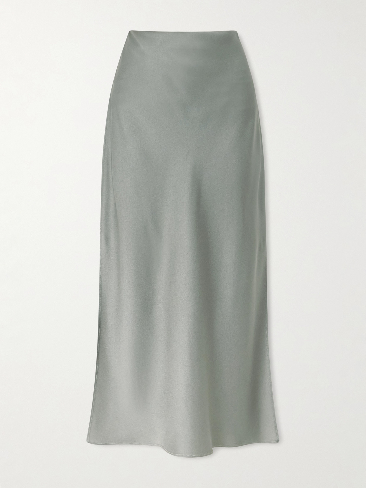 Brunello Cucinelli Satin Midi Skirt In Green