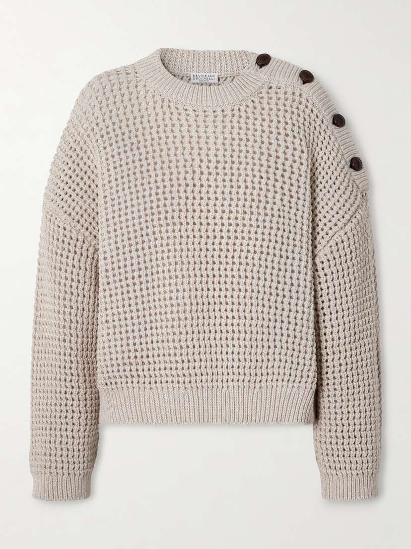 Brunello Cucinelli Open-knit Cotton-blend Sweater